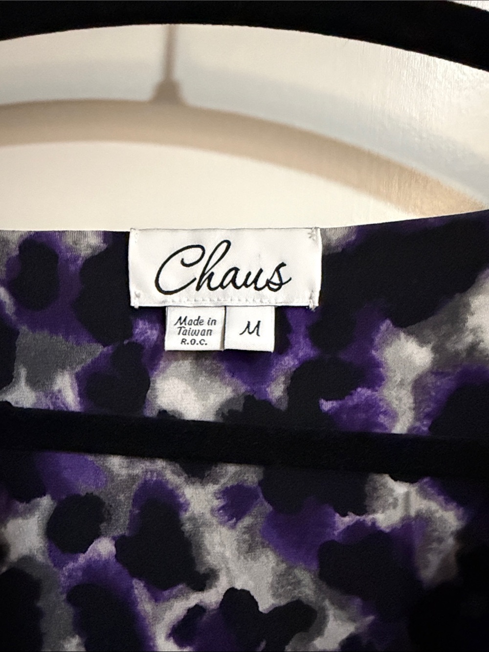 Chaus Purple and Black Leopard-Print Draped Long Sleeve Top - Picture 2 of 8